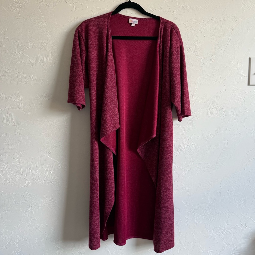 LulaRoe Shirley Small Burgundy Open Front Cardigan